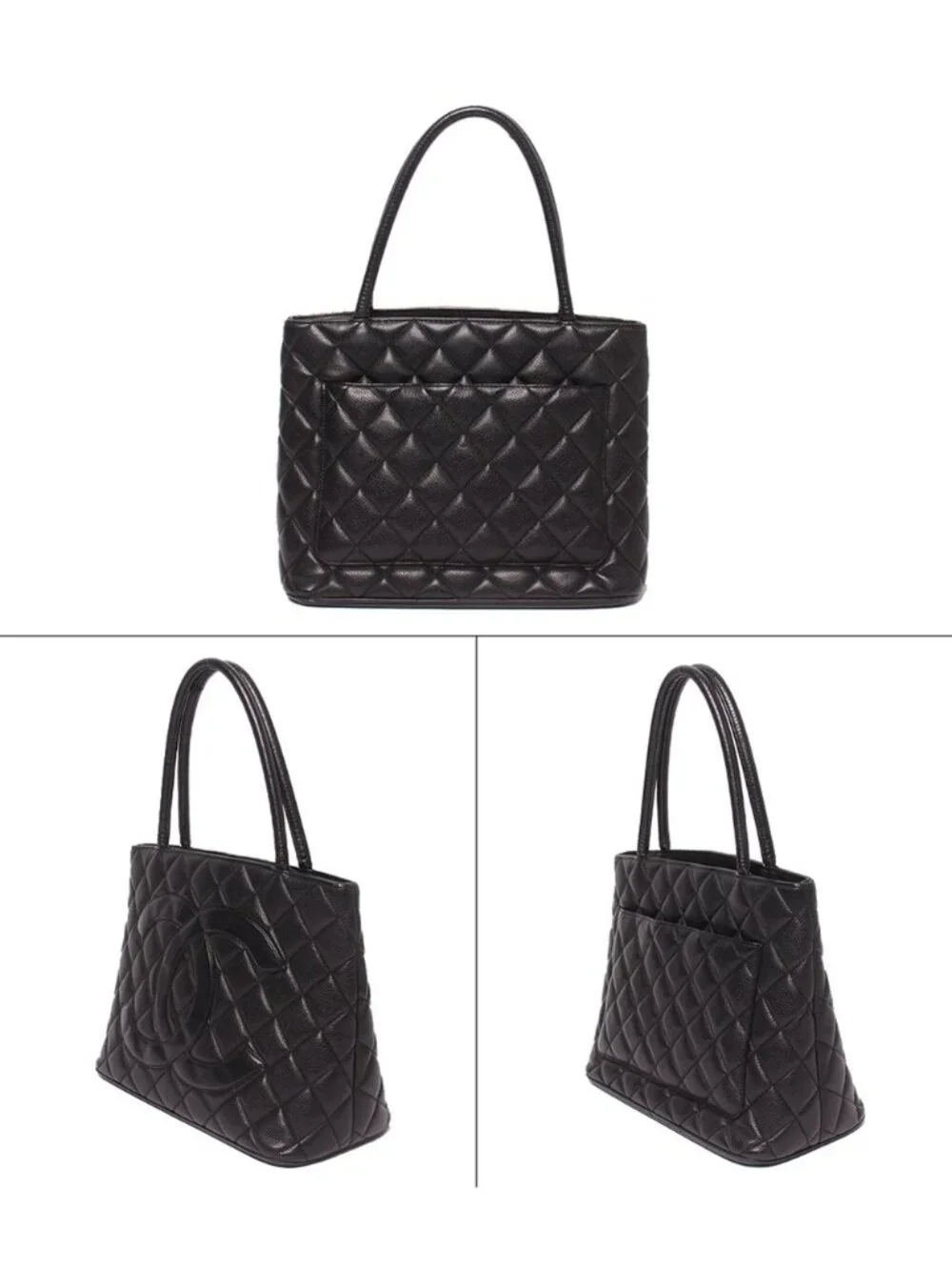 Chanel Tote Shoulder Bag Gold Caviar Leather